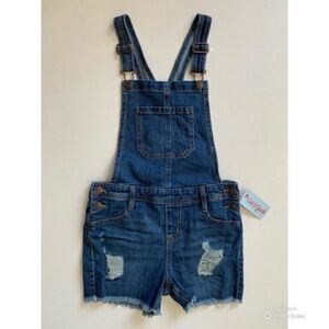 Cat & Jack Blue Jean Shortalls Shorts Overalls Girl’s Size Large NWT